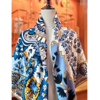 Good Product Hermes Cashmere & Silk Sqaure Shawl Scarf 140cm H112138 Blue 2023 Top