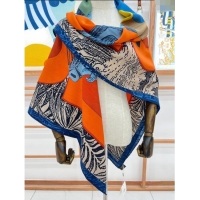 New Style Hermes Cavalier En Formes Cashmere & Silk Sqaure Shawl Scarf 140cm H111841 Orange 2023