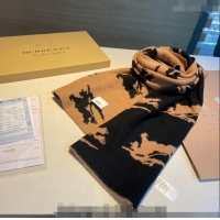 Well Crafted Burberry Equestrian Knight Knit Scarf 30x180cm BU1123 Brown/Black 2023