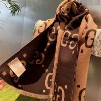 Buy Inexpensive Gucci Jumbo GG Cashmere Scarf 45x170cm G1123 Brown 2023