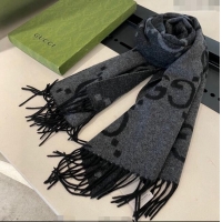 Promotional Gucci Jumbo GG Cashmere Scarf 45x170cm G1123 Grey 2023