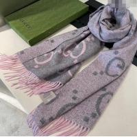 Top Grade Gucci Jumbo GG Cashmere Scarf 45x170cm G1123 Pink 2023