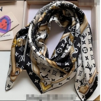 Best Price Louis Vuitton Silk Sqaure Scarf 90x90cm 112301 Black/White 2023