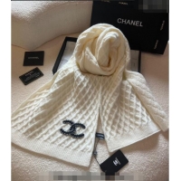 Buy Inexpensive Chanel Quilted Knit Scarf 35x180cm 1123 White 2023