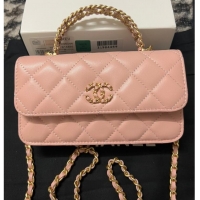 Shop Promotional CHANEL FLAP PHONE HOLDER WITH CHAIN AP3575 pink