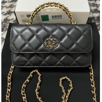 Unique Style CHANEL FLAP PHONE HOLDER WITH CHAIN AP3575 Black