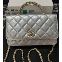 Super Quality CHANEL FLAP PHONE HOLDER WITH CHAIN AP3566 Silver