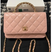 Unique Discount CHANEL FLAP PHONE HOLDER WITH CHAIN AP3566 pink