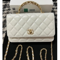 Most Popular CHANEL FLAP PHONE HOLDER WITH CHAIN AP3566 white