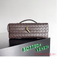 Luxurious Bottega Veneta Long Clutch Andiamo With Handle 741511 Fondant