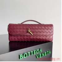 Best Discount Bottega Veneta Long Clutch Andiamo With Handle 741511 Barolo