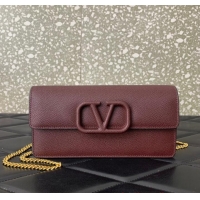 Good Quality VALENTINO grain calfskin leather bag 0681 Wine