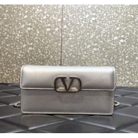 Top Grade VALENTINO grain calfskin leather bag 0681 Silver