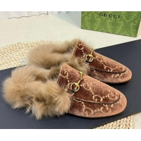 Unique Style Gucci GG Velvet and Wool Slipper Brown/Beige 024019