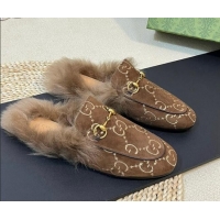 Low Cost Gucci GG Velvet and Wool Slipper Brown 024023