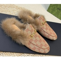 Purchase Gucci GG Canvas and Wool Slippers Beige/Brown 024024