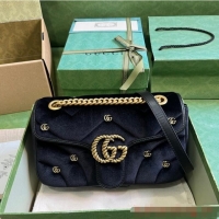 Promotional GUCCI GG MARMONT velvet MINI SHOULDER BAG 446744 Black