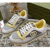 Cheap Price Gucci MAC80 Sneakers in Leather and Fabric Light Yellow 025037