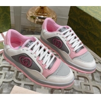 Luxury Cheap Gucci MAC80 Sneakers in Leather and Fabric Light Pink 025038