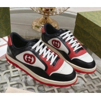 Popular Style Gucci MAC80 Sneakers in Leather and Fabric Black/White/Red 025039