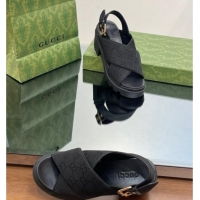 Lowest Cost Gucci GG Canvas Lug Sole Sandals 7cm Black 026110