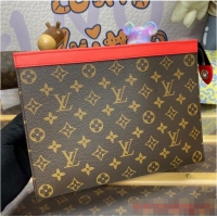 Buy Cheap Louis Vuitton Monogram Macassar Canvas Pochette Voyage MM M82857 Red