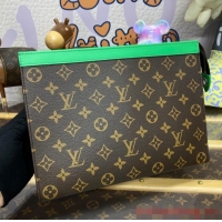 Famous Brand Louis Vuitton Monogram Macassar Canvas Pochette Voyage MM M82857 Green