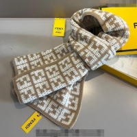 Super Quality Fendi FF Knit Scarf 30x180cm F1123 Beige 2023