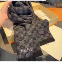 Low Cost Louis Vuitton Men's Damier Knit Scarf 35x170cm 1123 Black 2023