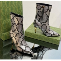 Best Product Gucci Metal-Tone Heel Ankle Boots 8.5cm in Metallic Snakeskin-Like Leather 103120