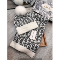 Super Quality Dior Oblique Knit Hat and Scarf Set CD1123 White 2023