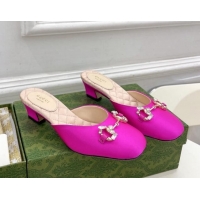 Unique Style Gucci Satin Horsebit Mules 4.5cm Dark Pink 106027