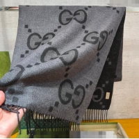 Grade Design Gucci Jumbo GG Cashmere Scarf 45x200cm G1206 Light/Dark Grey 2023