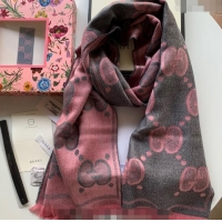 Affordable Price Gucci Shiny Jumbo GG Wool Scarf 45x195cm G1206 Grey/Pink 2023