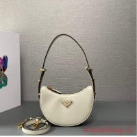 Hot Sell Cheap Prada leather shoulder bag 1BC199 White