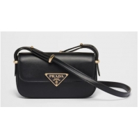 Low Cost Prada Leather shoulder bag 1BD339 Black