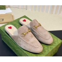 Trendy Design Gucci Princetown Suede Flat Slippers Grey 205007