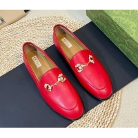 Buy Luxury Gucci Jordaan Leather Loafers with Crystals Red 205026