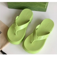 Low Price Gucci Rubber Platform Thong Slide Sandals Light Green 205039