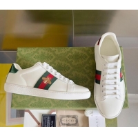 Grade Quality Gucci Ace Leather Sneakers with Bee White 120606