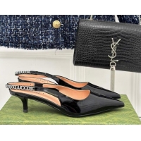 Most Popular Gucci Signoria Slingback Pumps 4.5cm in Patent Leather Black 215140