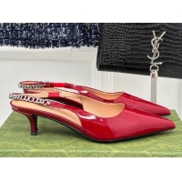 Best Product Gucci Signoria Slingback Pumps 4.5cm in Patent Leather Dark Red 215141