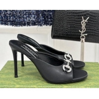 Best Product Gucci Horsebit 1955 High Heel Slide Sandals 9.5cm in Calf Leather Black 218008