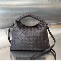 Grade Design Bottega Veneta Mini Hop Hobo Bag in Intrecciato Leather 777586 Fondant Brown 2023