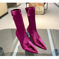 Good Looking Gucci Heel Ankle Boots 8cm in GG Stretch Fabric Purple 218013