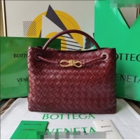 Promotional Bottega Veneta Medium Andiamo Top Handle Bag in Intrecciato Leather 743572 Burgundy 2023