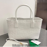 Top Quality Bottega Veneta Medium Cabat Tote Bag in Intrecciato Leather 608810 White 2023