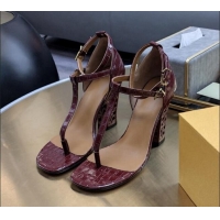 Lowest Cost Fendi High Heel Sandals 9cm in Crocodile Embossed Leather Burgundy 215079