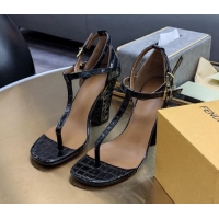 Best Price Fendi High Heel Sandals 9cm in Crocodile Embossed Leather Black 215080