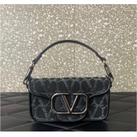 Promotional VALENTINO V logo MINI LOCO sheepskin and fabric bags B0L97 BLACK